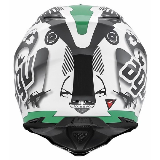 Moto Cross Enduro-Helm AGV AX-8 Evo Multi Kühles Weiß, schwarz, grün