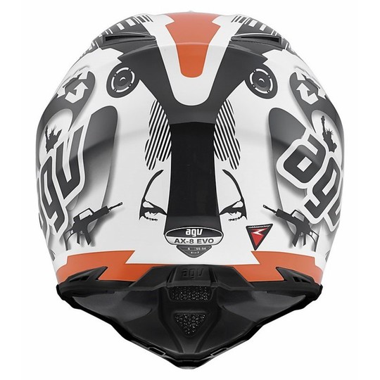 Moto Cross Enduro-Helm AGV AX-8 Evo Multi Kühles Weiß schwarz orange