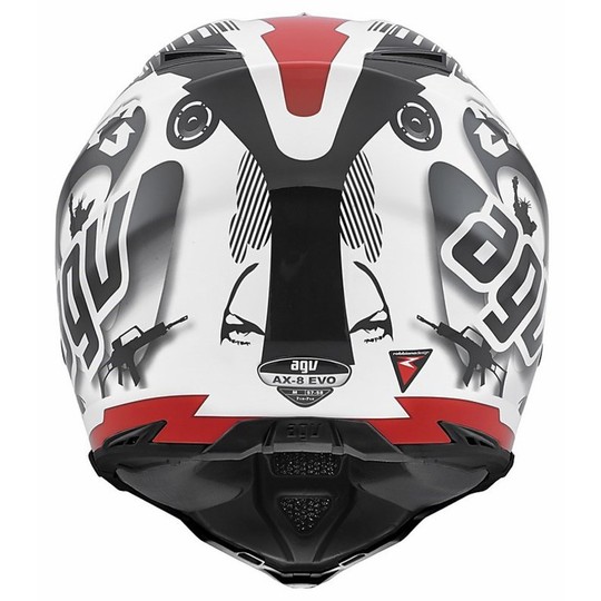 Moto Cross Enduro-Helm AGV AX-8 Evo Multi Kühles Weiß schwarz rot