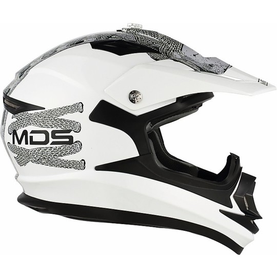 Moto Cross Enduro Helm Agv MDS ONOFF Multi Schnürschuhe Weiß