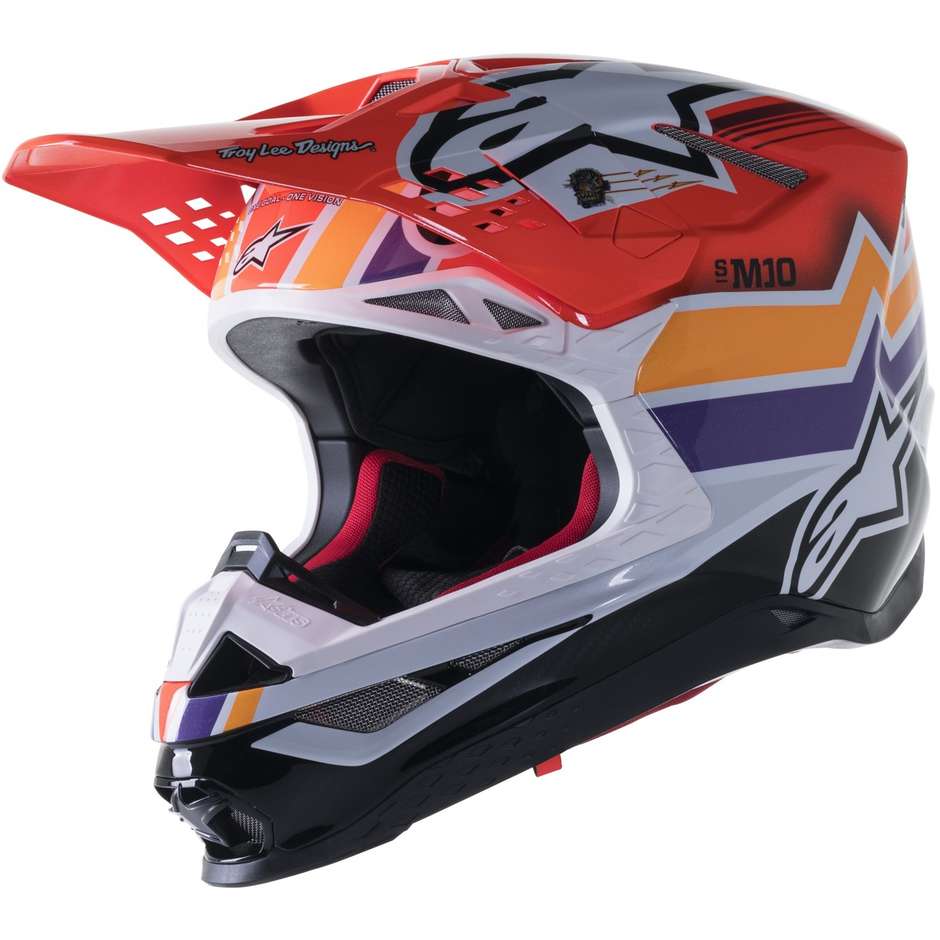 Moto Cross Enduro Helm Alpinestars SUPERTECH S-M10 TLD EDITION 23 Firestarter Rot