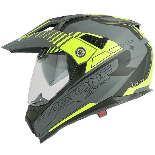 Moto Cross Enduro Helm Astone Crossmax S-Tech Grau, Gelb