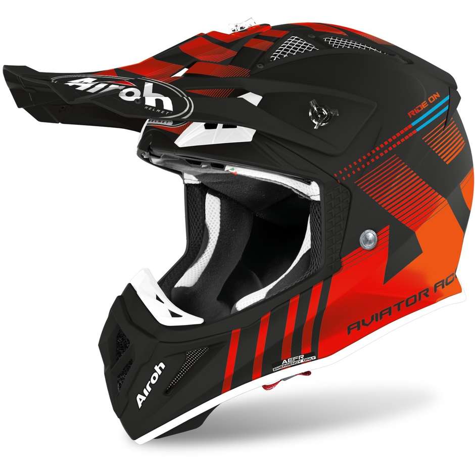 Moto Cross Enduro Helm aus Airoh-Faser AVIATOR ACE Matte Orange Nemesis