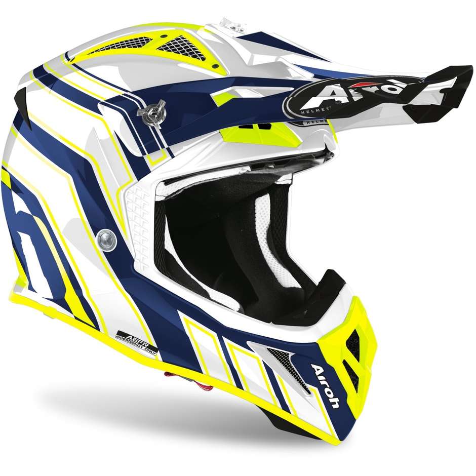 Moto Cross Enduro Helm aus Airoh Fiber AVIATOR ACE ART Glossy Blue