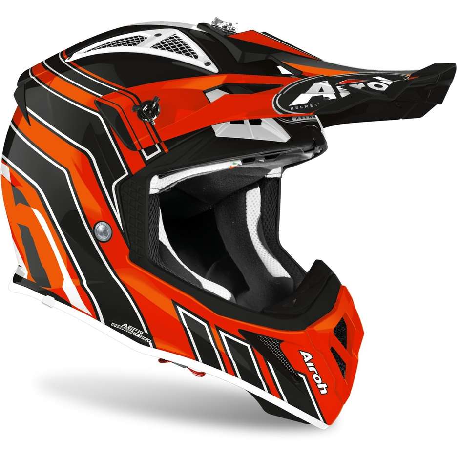 Moto Cross Enduro Helm aus Airoh Fiber AVIATOR ACE ART Glänzend Orange