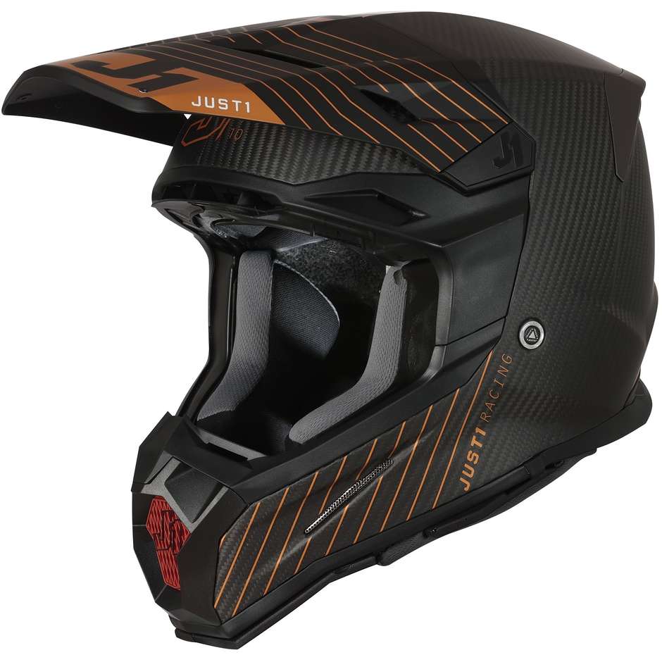 Moto Cross Enduro Helm aus Carbon Just1 J22 10th ANNIVERSARY Bronze Schwarz Weiß Carbon