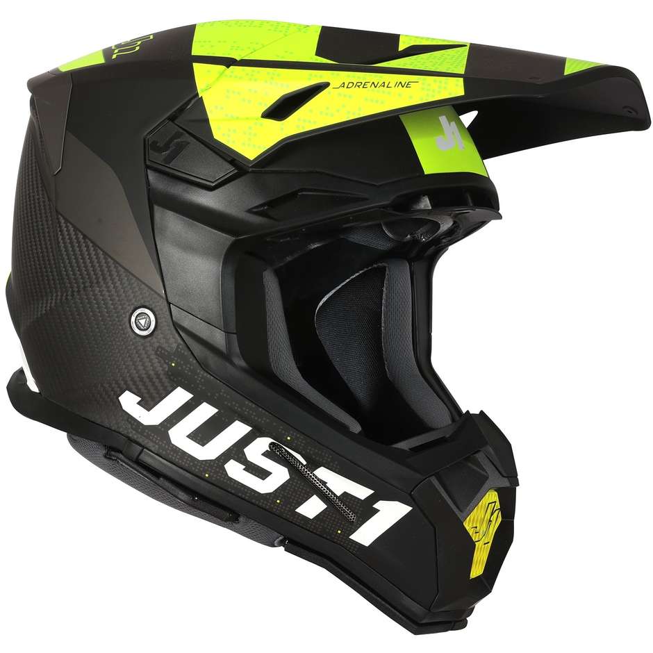 Moto Cross Enduro Helm aus Carbon Just1 J22 ADRENALINE Carbon Yellow Fluo