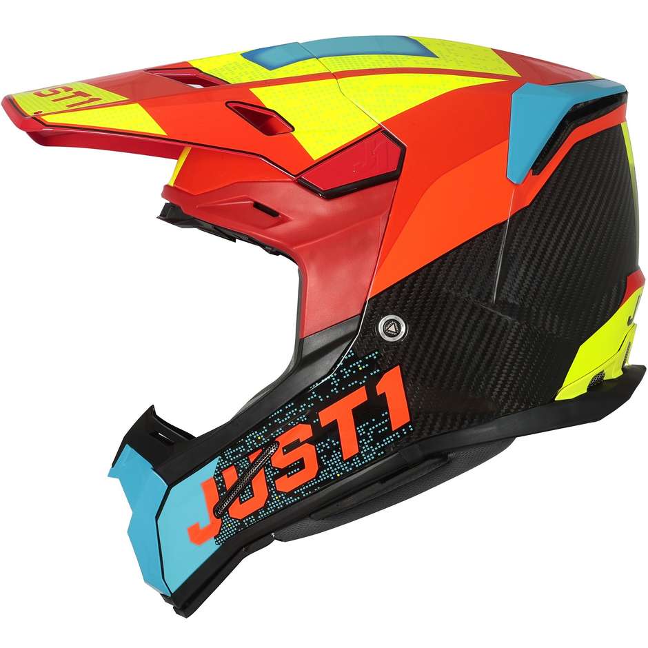 Moto Cross Enduro Helm aus Carbon Just1 J22 ADRENALINE Rot Blau Gelb Carbon