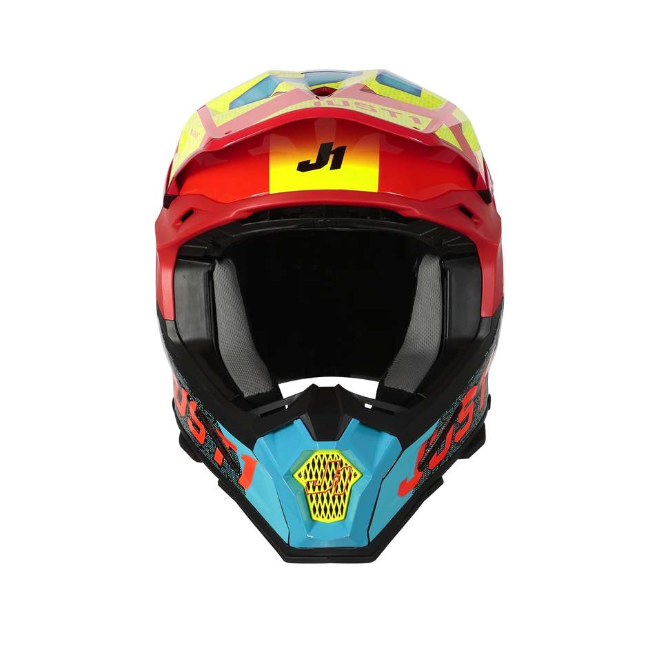 Moto Cross Enduro Helm aus Carbon Just1 J22 ADRENALINE Rot Blau Gelb