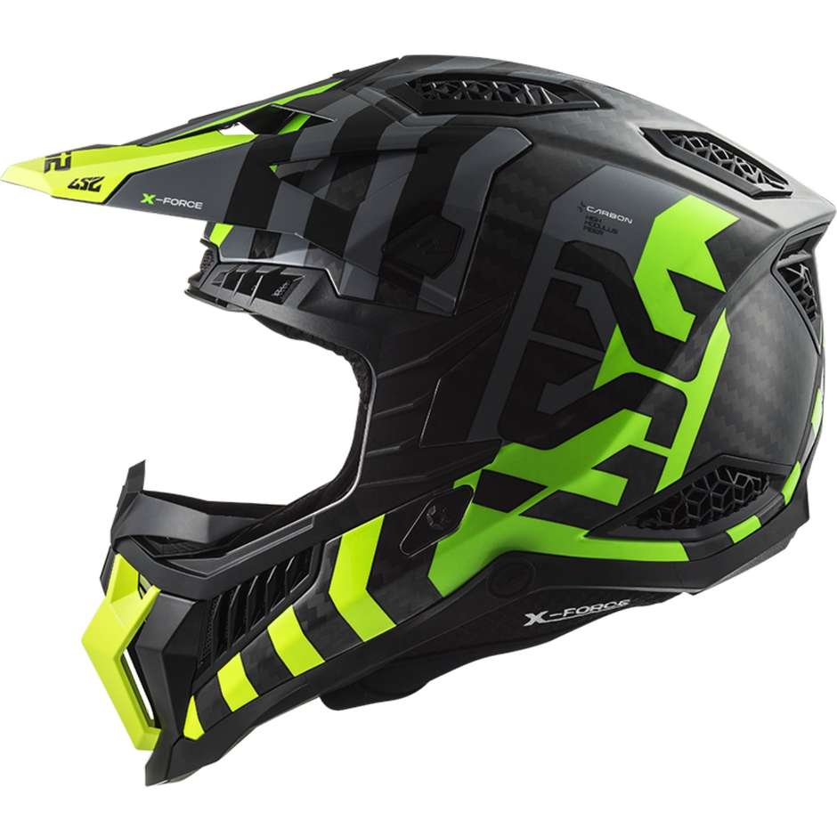 Moto Cross Enduro Helm aus Carbon Ls2 MX703 X-FORCE BARRIER Gelb Fluo Grün