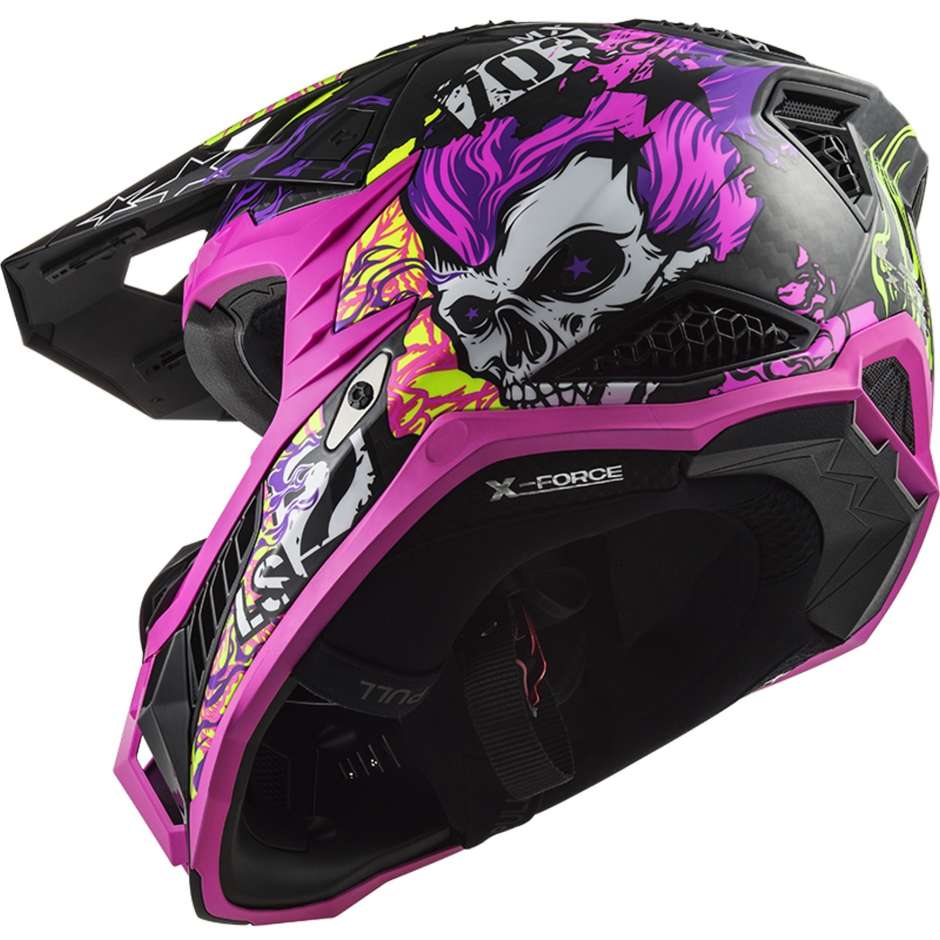 Moto Cross Enduro Helm aus Carbon Ls2 MX703 X-FORCE FIRESKULL Lila