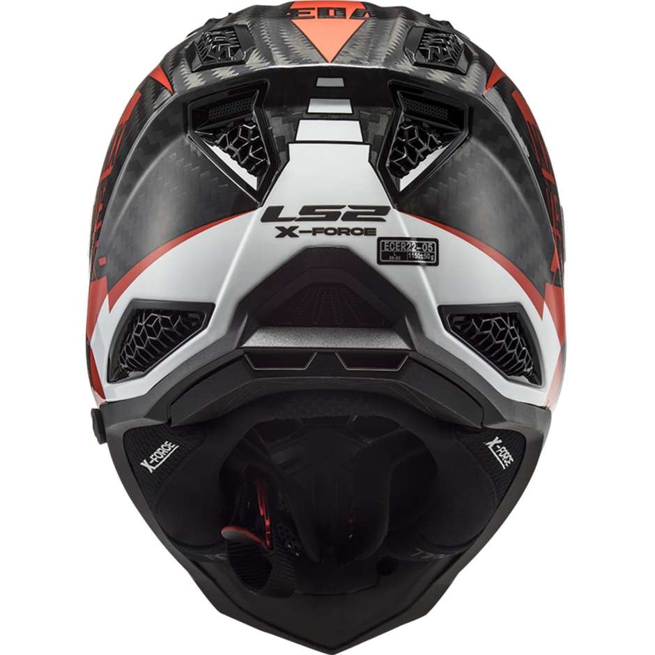 Moto Cross Enduro Helm aus Carbon Ls2 MX703 X-FORCE VICTORY Rot Weiß