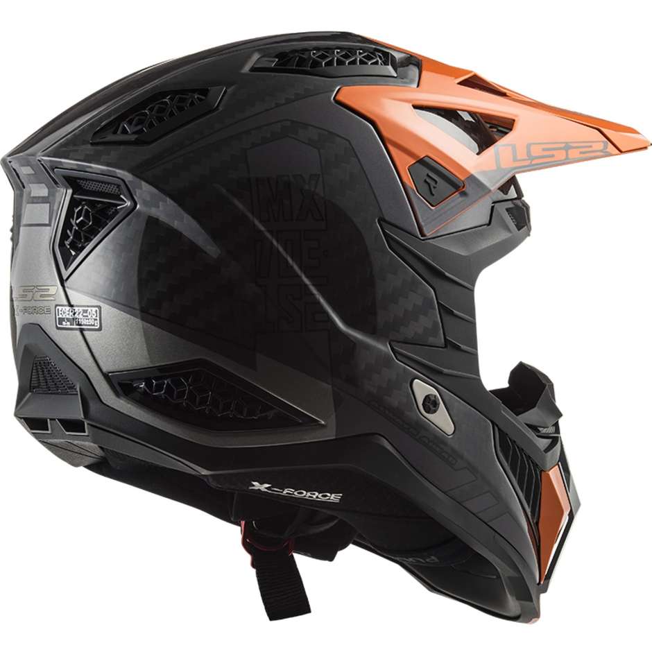 Moto Cross Enduro Helm aus Carbon Ls2 MX703 X-FORCE VICTORY Titanium Orange