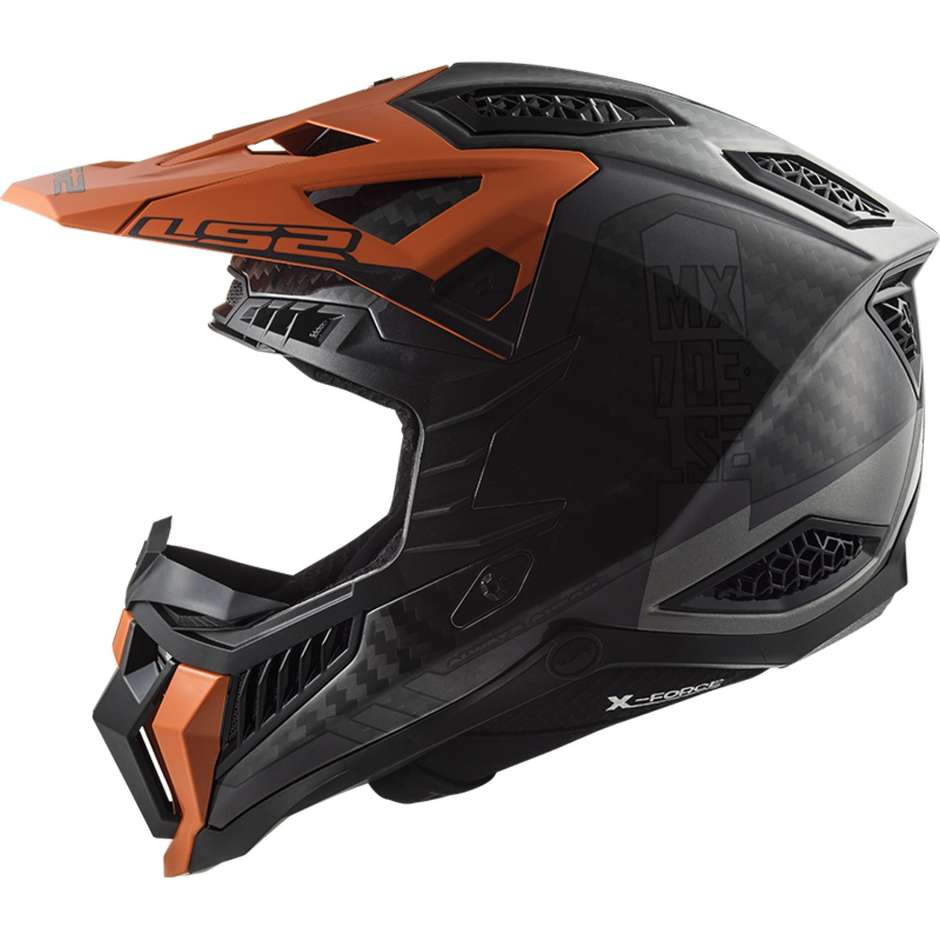 Moto Cross Enduro Helm aus Carbon Ls2 MX703 X-FORCE VICTORY Titanium Orange