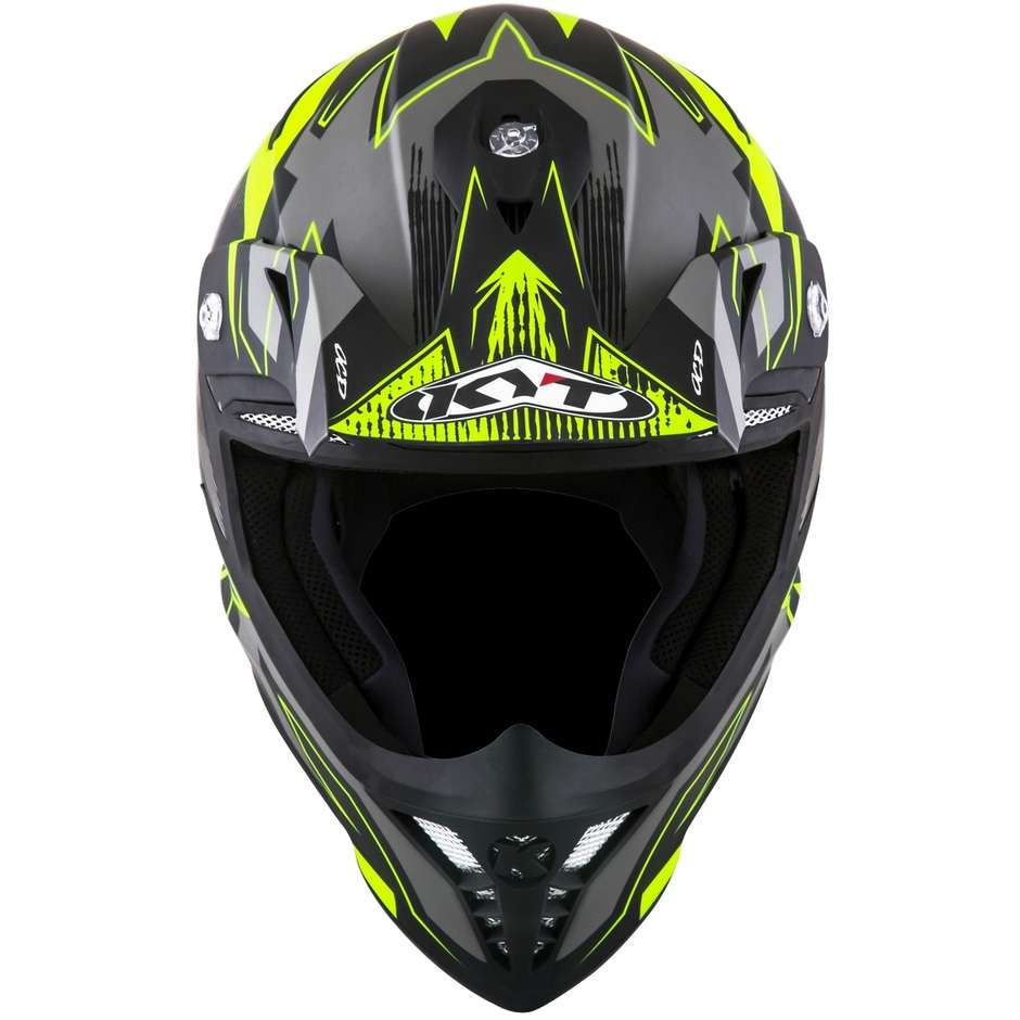 Moto Cross Enduro Helm aus Faser KYT SKYHAWK DIGGER Matt Schwarz Gelb