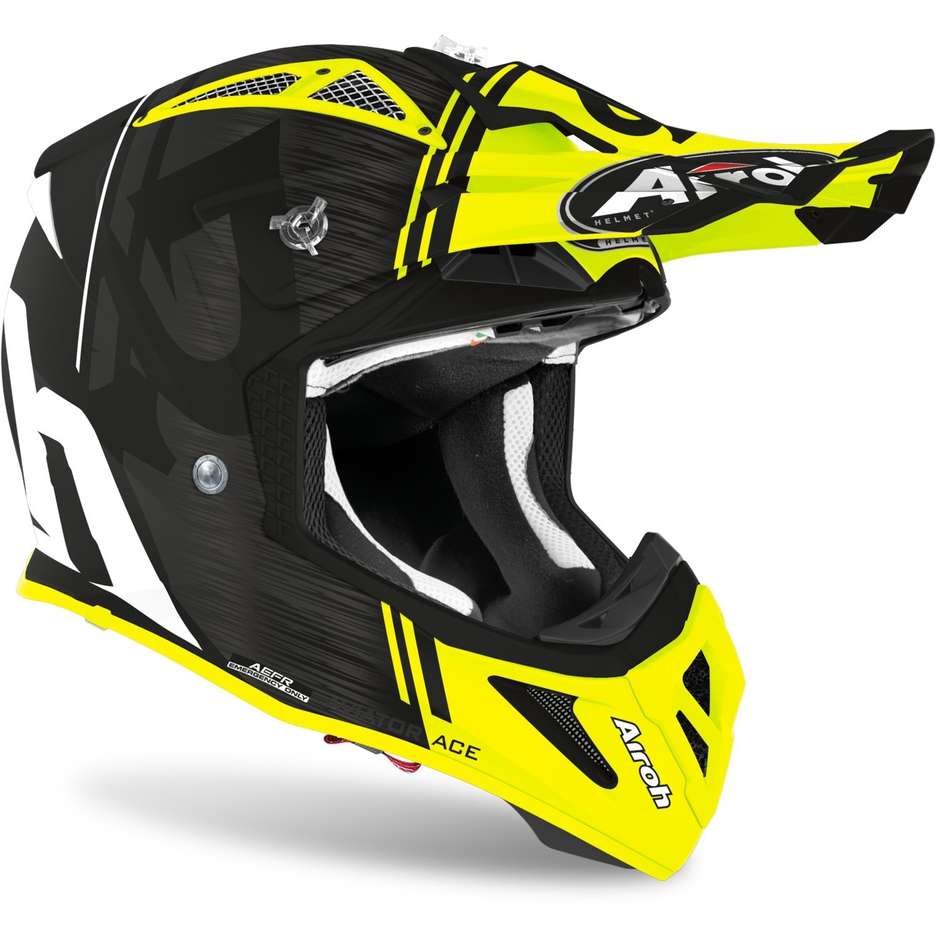 Moto Cross Enduro Helm aus Fiber Airoh AVIATOR ACE Kybon Gelb Matt