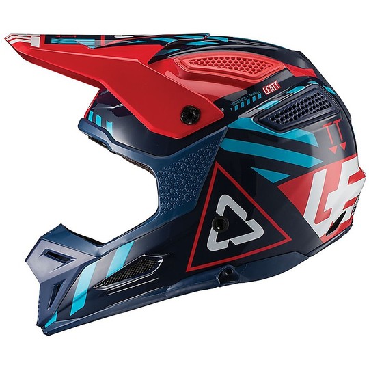 Moto Cross Enduro Helm aus Fiberleatt GPX 5.5 V19.1 Blue Ink