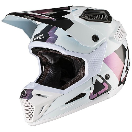 Moto Cross Enduro Helm aus Fiberleatt GPX 5.5 V19.1 Weiß Schwarz
