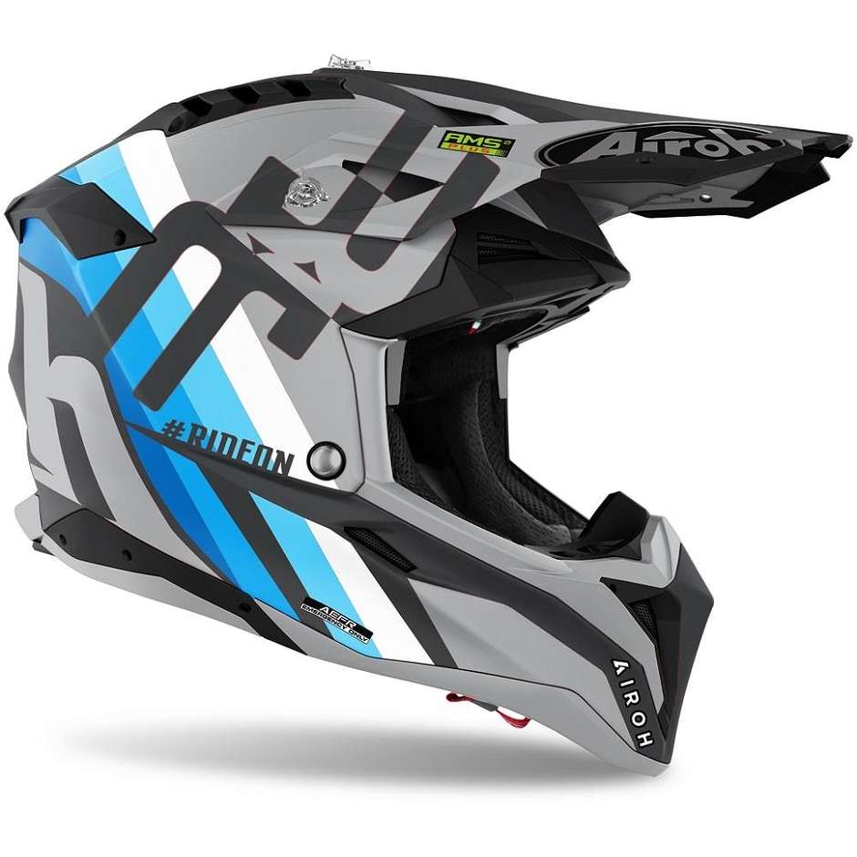 Moto Cross Enduro Helm aus HPC Faser Airoh AVIATOR 3 Rainbow Matt Anthrazit