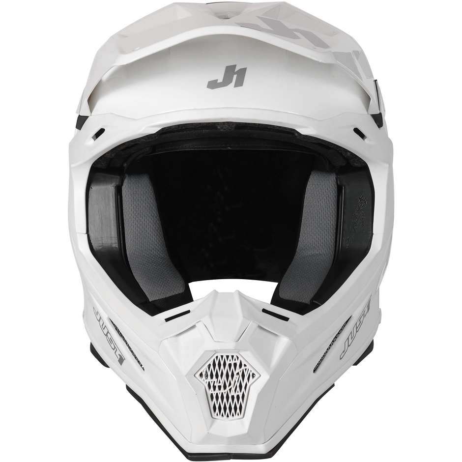 Moto Cross Enduro Helm aus Just1 J22 SOLID Glossy White Carbon