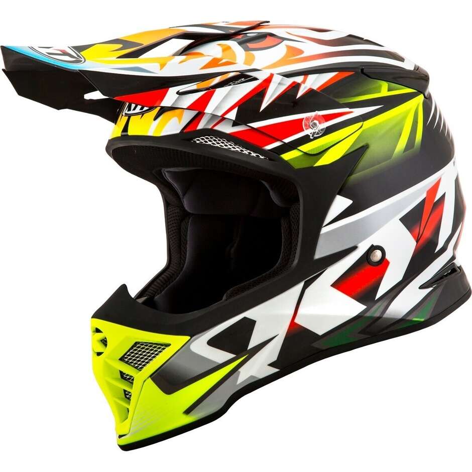Moto Cross Enduro Helm aus KYT SKYHAWK TEMPER Yellow Fluo Fiber