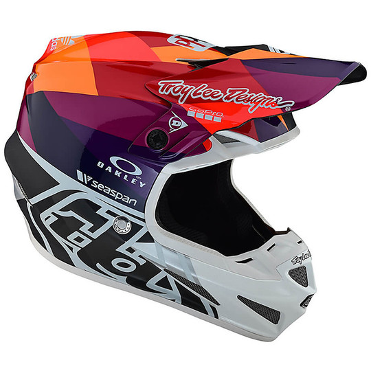 Moto Cross Enduro Helm aus Troy Lee Designs SE4 Fiber Composite JET Rot Schwarz
