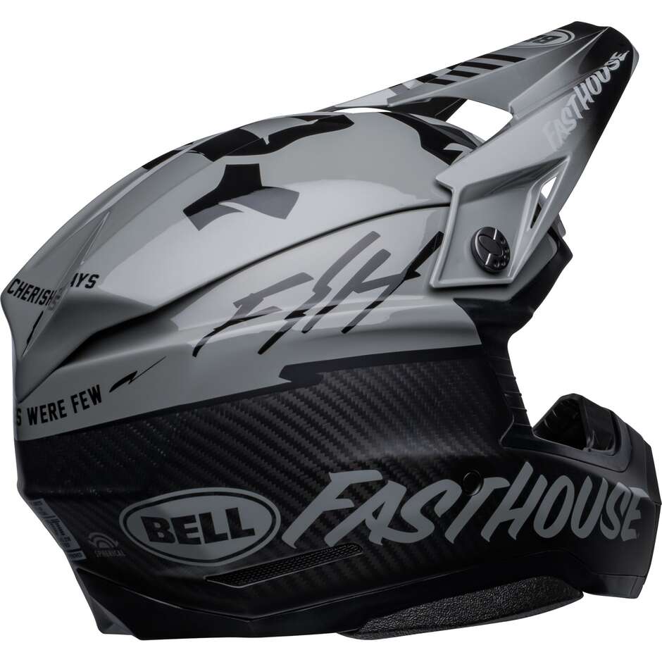 Moto Cross Enduro Helm Bell MOTO-10 SPHERICAL FASTHOUSE BMF Grau Matt glänzend Schwarz
