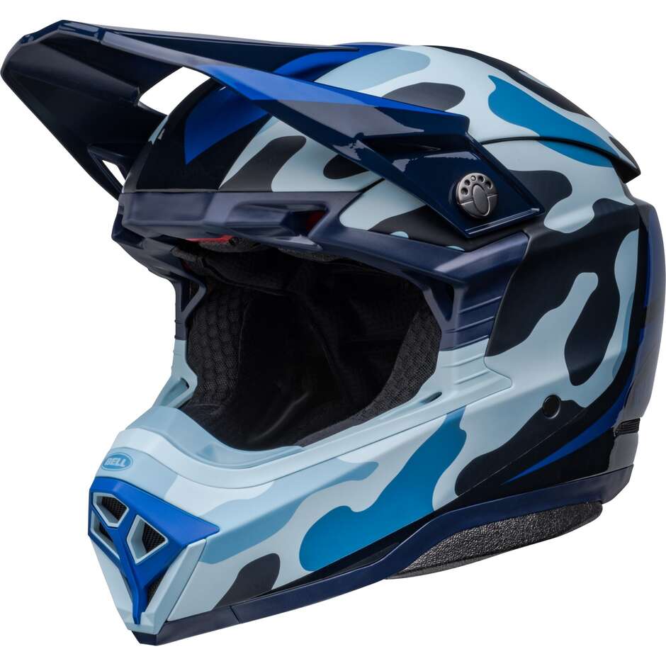Moto Cross Enduro Helm Bell MOTO-10 SPHERICAL FERRANDIS MECHANT Blau Matt glänzend Blau