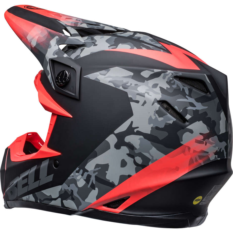Moto Cross Enduro Helm Bell MOTO-9 MIPS VENOM Matt Black Camo Red Fluo