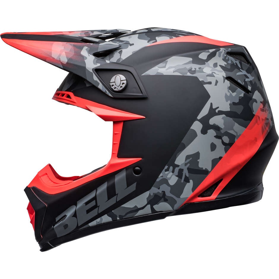 Moto Cross Enduro Helm Bell MOTO-9 MIPS VENOM Matt Black Camo Red Fluo
