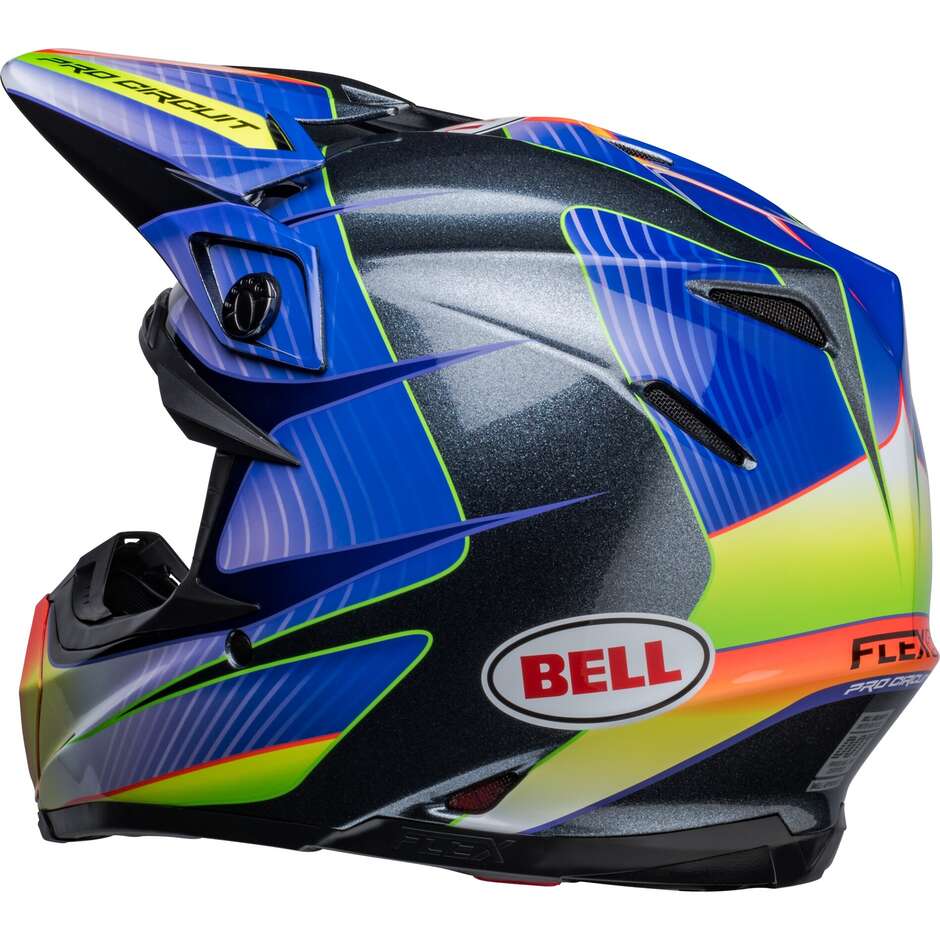 Moto Cross Enduro Helm Bell MOTO-9s FLEX PRO CIRCUIT 23 METALLIC FLAKE Silber