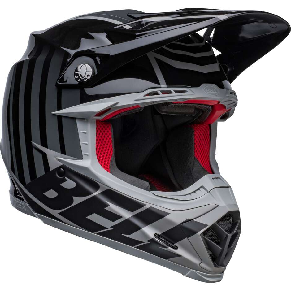 Moto Cross Enduro Helm Bell MOTO-9s FLEX SPRINT Schwarz Grau Matt glänzend