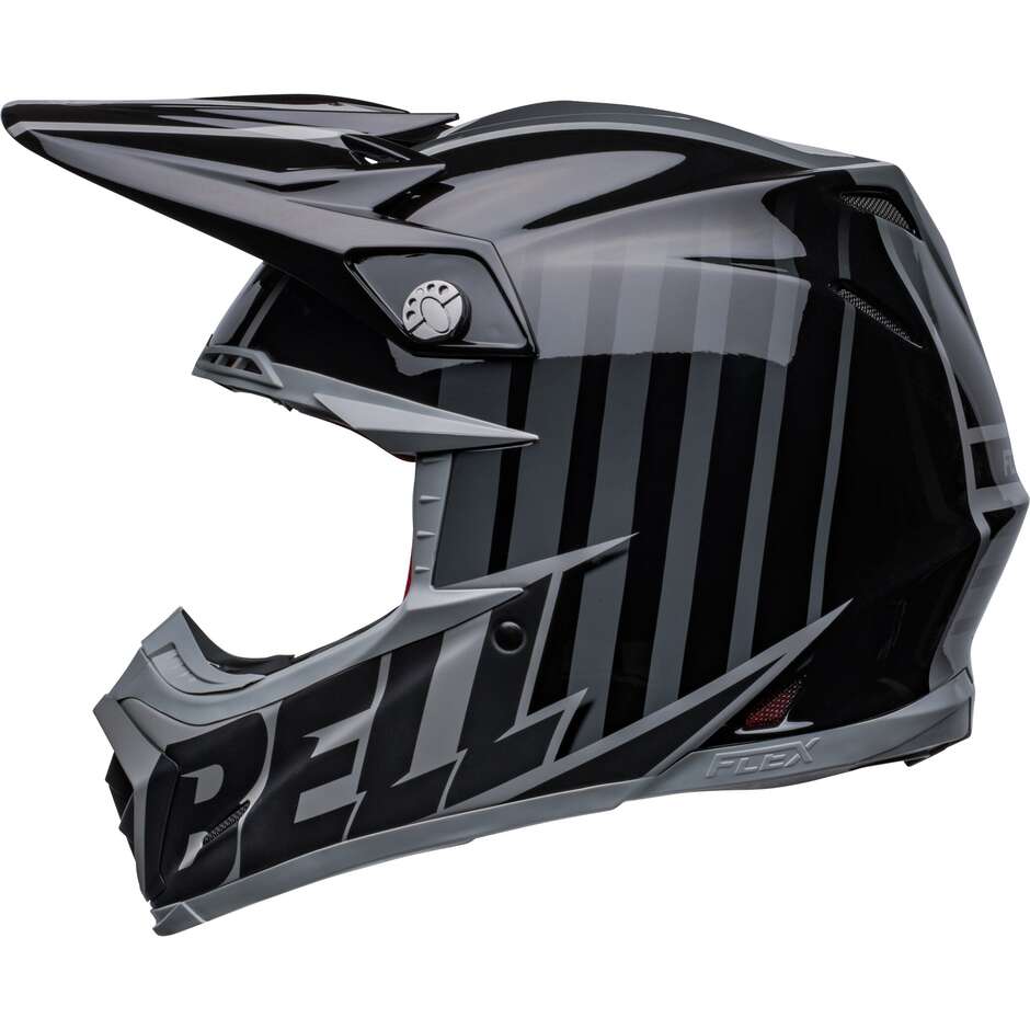 Moto Cross Enduro Helm Bell MOTO-9s FLEX SPRINT Schwarz Grau Matt glänzend