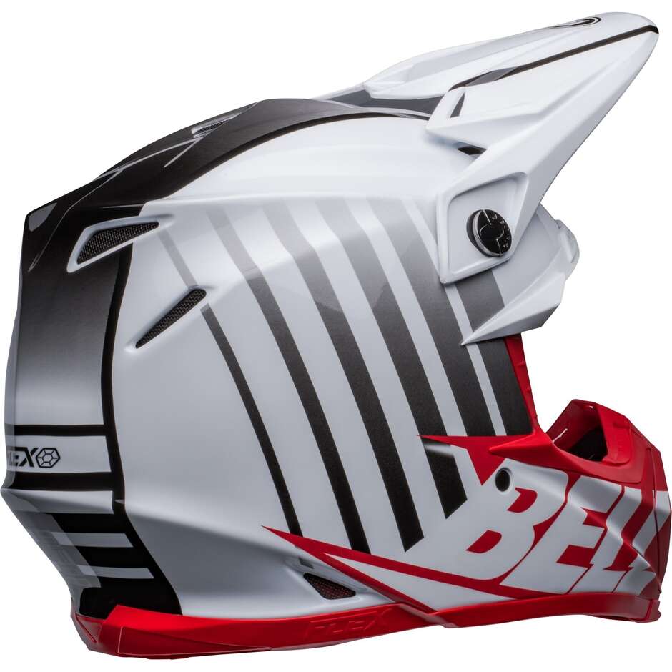 Moto Cross Enduro Helm Bell MOTO-9s FLEX SPRINT Weiß Rot Matt glänzend