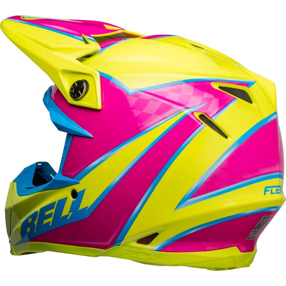 Moto Cross Enduro Helm Bell MOTO-9s FLEX SPRITE Gelb Magenta