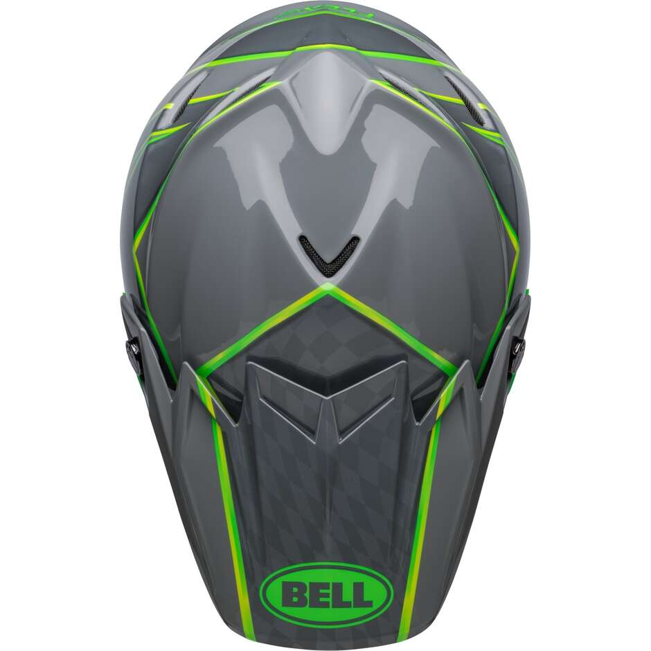 Moto Cross Enduro Helm Bell MOTO-9s FLEX SPRITE Grau Grün
