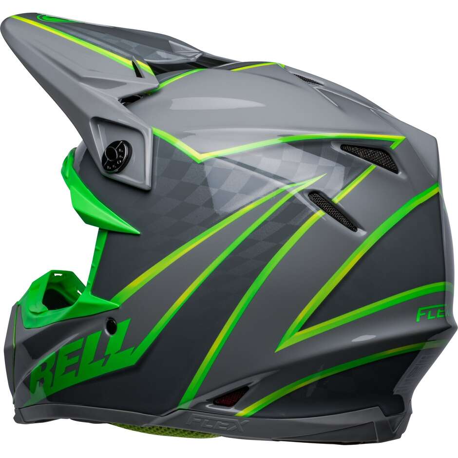 Moto Cross Enduro Helm Bell MOTO-9s FLEX SPRITE Grau Grün