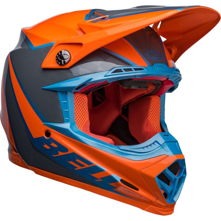 Moto Cross Enduro Helm Bell MOTO-9s FLEX SPRITE Orange Grau
