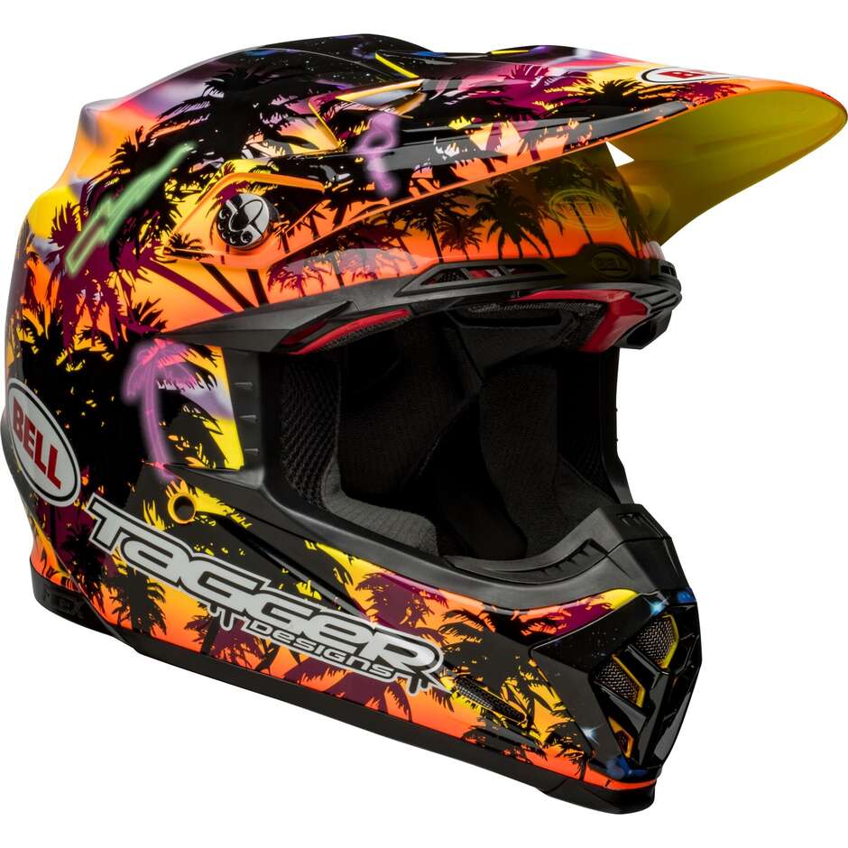 Moto Cross Enduro Helm Bell MOTO-9s FLEX TAGGER TROPICAL FEVER Gelb Orange