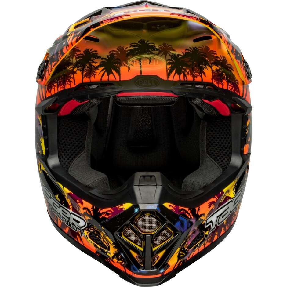 Moto Cross Enduro Helm Bell MOTO-9s FLEX TAGGER TROPICAL FEVER Gelb Orange