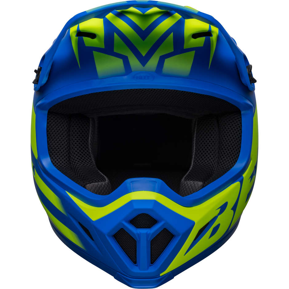 Moto Cross Enduro Helm Bell MX-9 MIPS DISRUPT Blau Gelb Fluo Matt