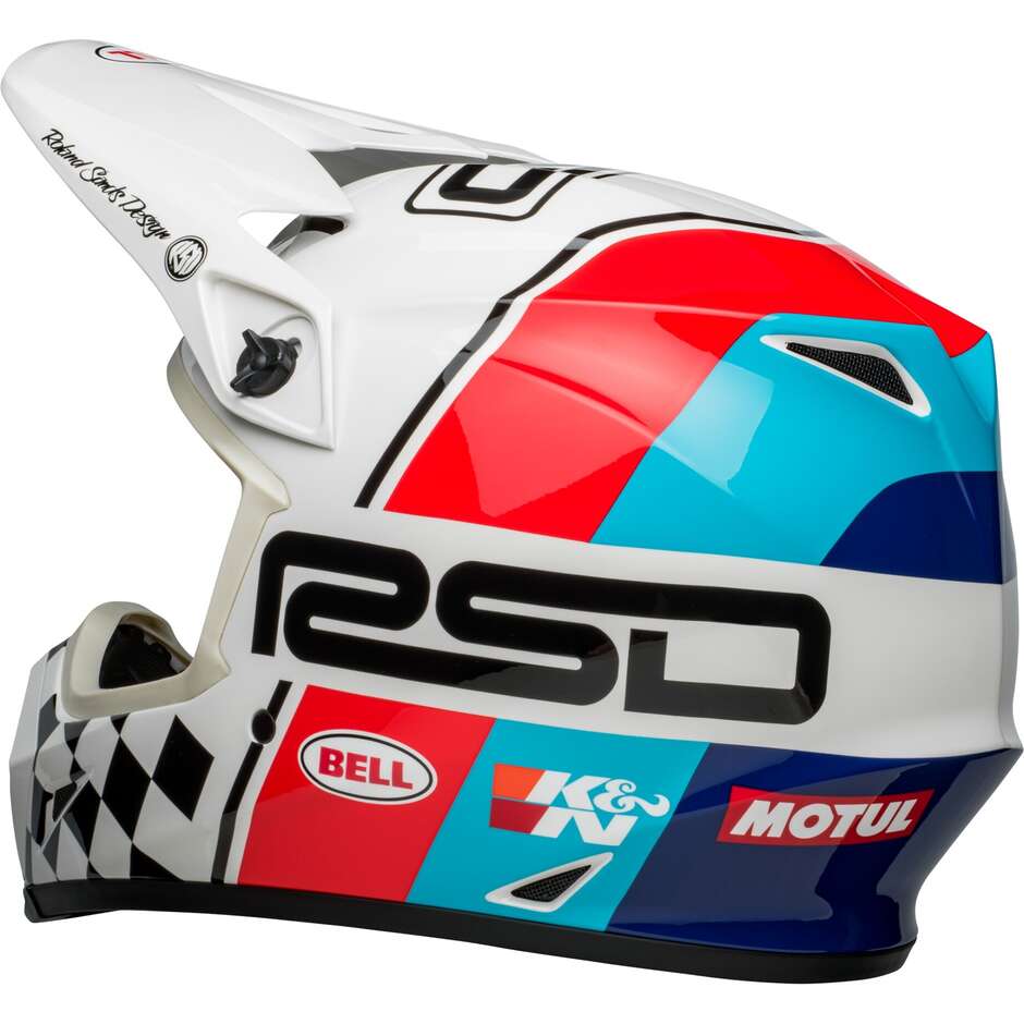 Moto Cross Enduro Helm Bell MX-9 MIPS RSD THE RALLY Schwarz Weiß