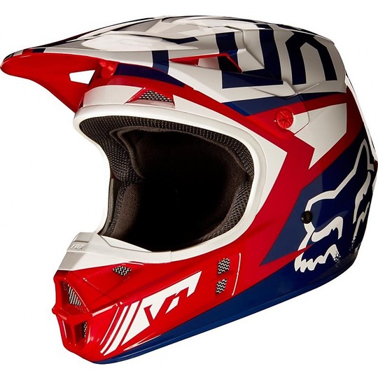 Moto Cross Enduro Helm Fox V1 Falcon Rot Weiß