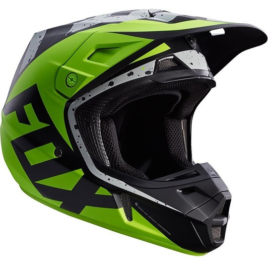 Moto Cross Enduro Helm Fox V2 nirv Fiber Grau Gelb