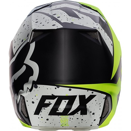 Moto Cross Enduro Helm Fox V2 nirv Fiber Grau Gelb