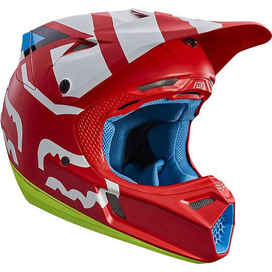 Moto Cross Enduro Helm Fox V3 Creo Fiber Red