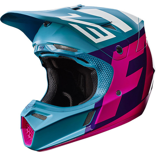 Moto Cross Enduro Helm Fox V3 Creo Fiber Teal