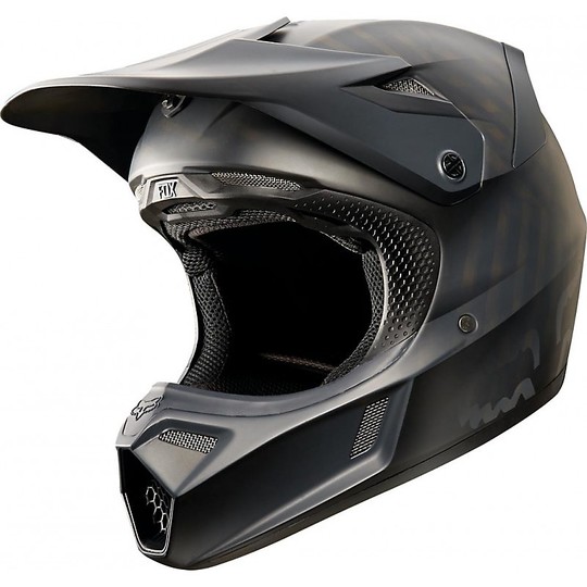 Moto Cross Enduro Helm Fox V3 MX Fiber Schwarz Matt