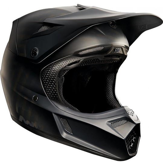 Moto Cross Enduro Helm Fox V3 MX Fiber Schwarz Matt