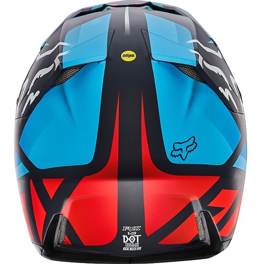 Moto Cross Enduro Helm Fox V3 Seca Fiber Grau Rot